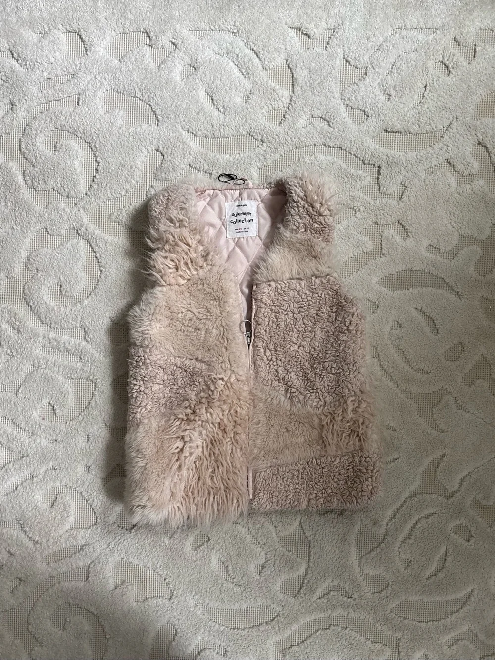 ZARA Girls Light Blush Sherpa Vest